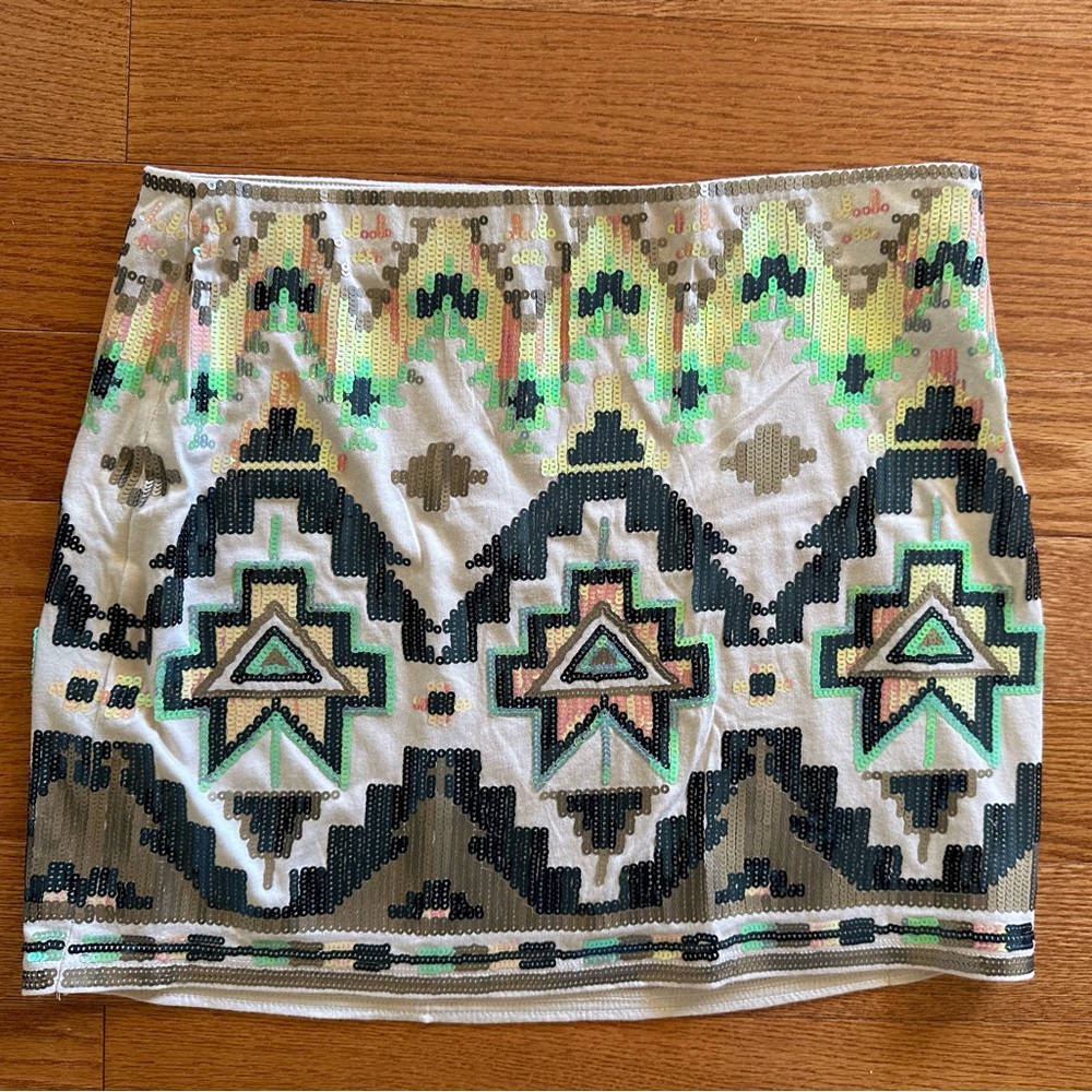 NWT EXPRESS Sequin AZTEC Print Mini Skirt SPARKLE - S